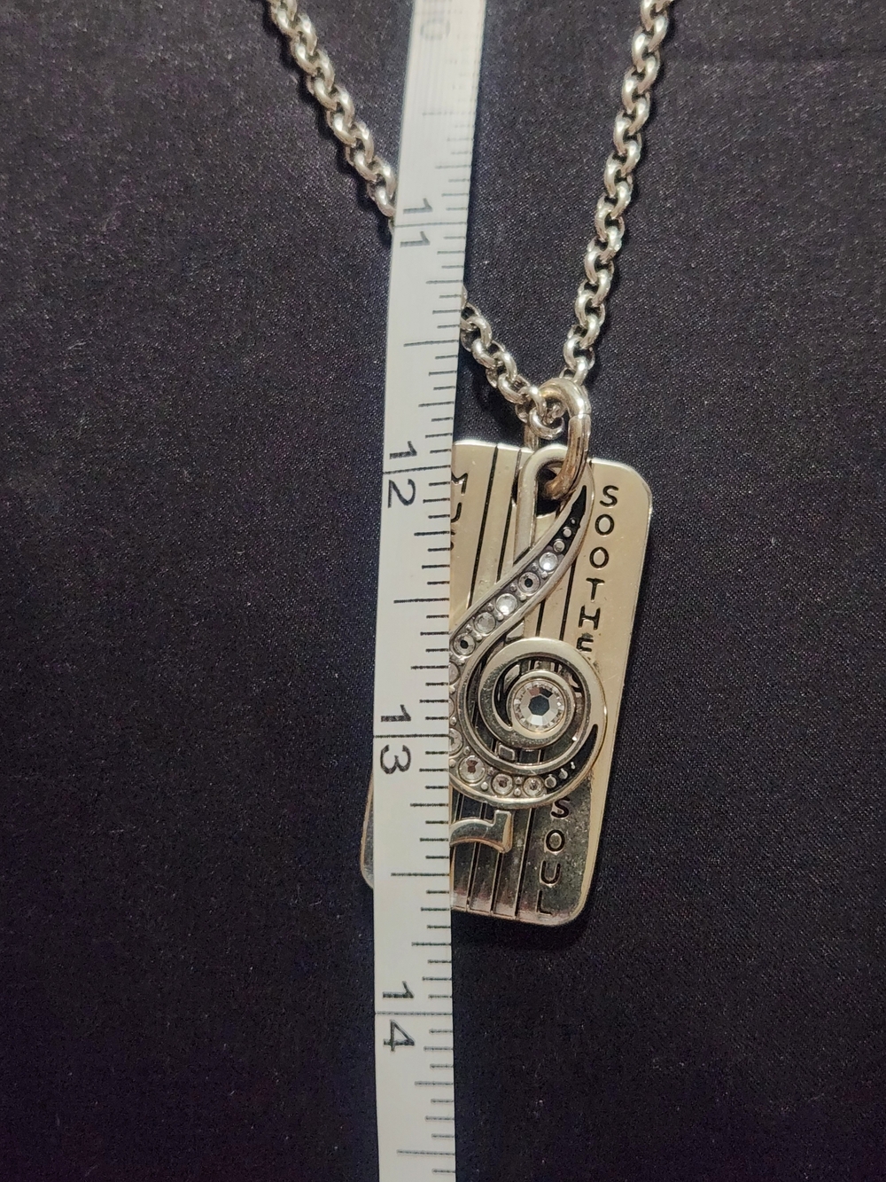 ​Brighton Retired Silver-Tone "Music Soothes the Soul" Double Charm Necklace - Picture 5 of 5